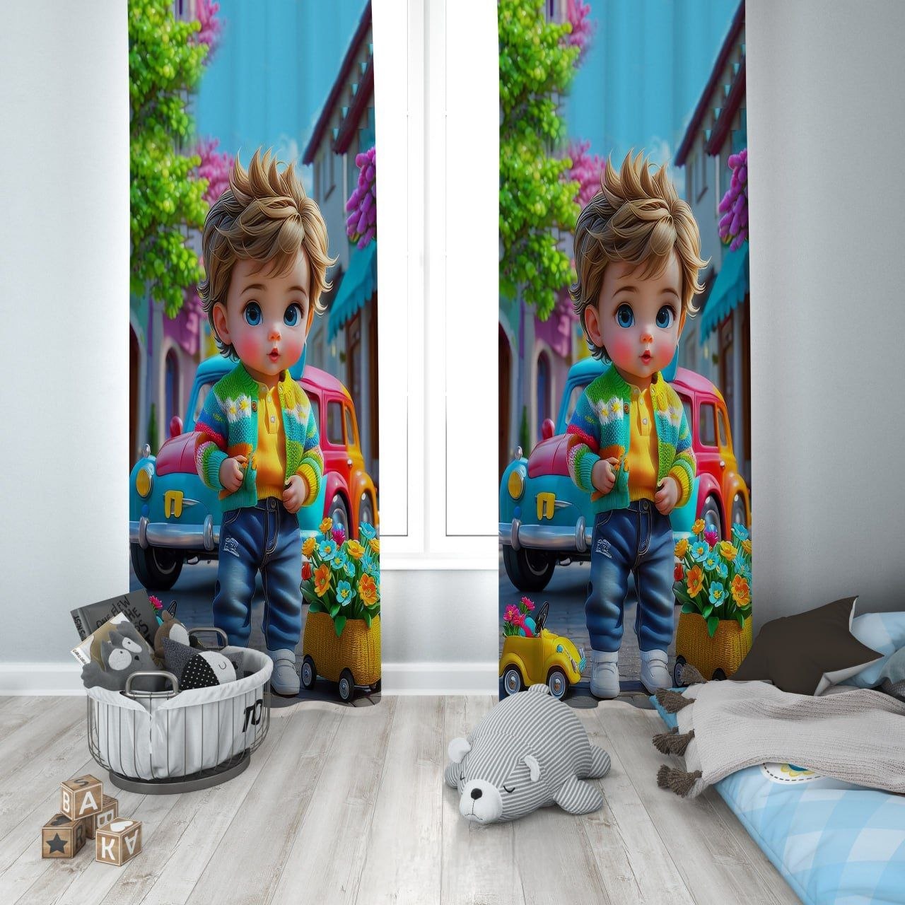 پرده چاپی شبنواز اتاق پسرانه کد 1059